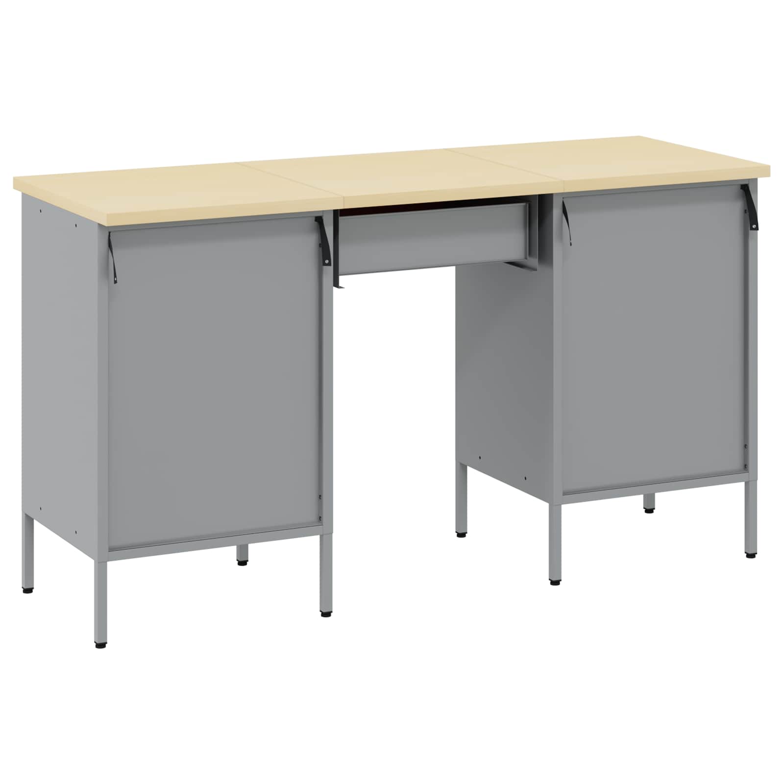 Werk kast met lade 3 pcs Zwart Engineered hout en staal