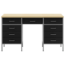 Werk kast met lade 3 pcs Zwart Engineered hout en staal