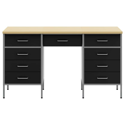 Werk kast met lade 3 pcs Zwart Engineered hout en staal