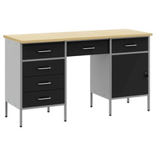 Werk kast met lade 3 pcs Zwart Engineered hout en staal