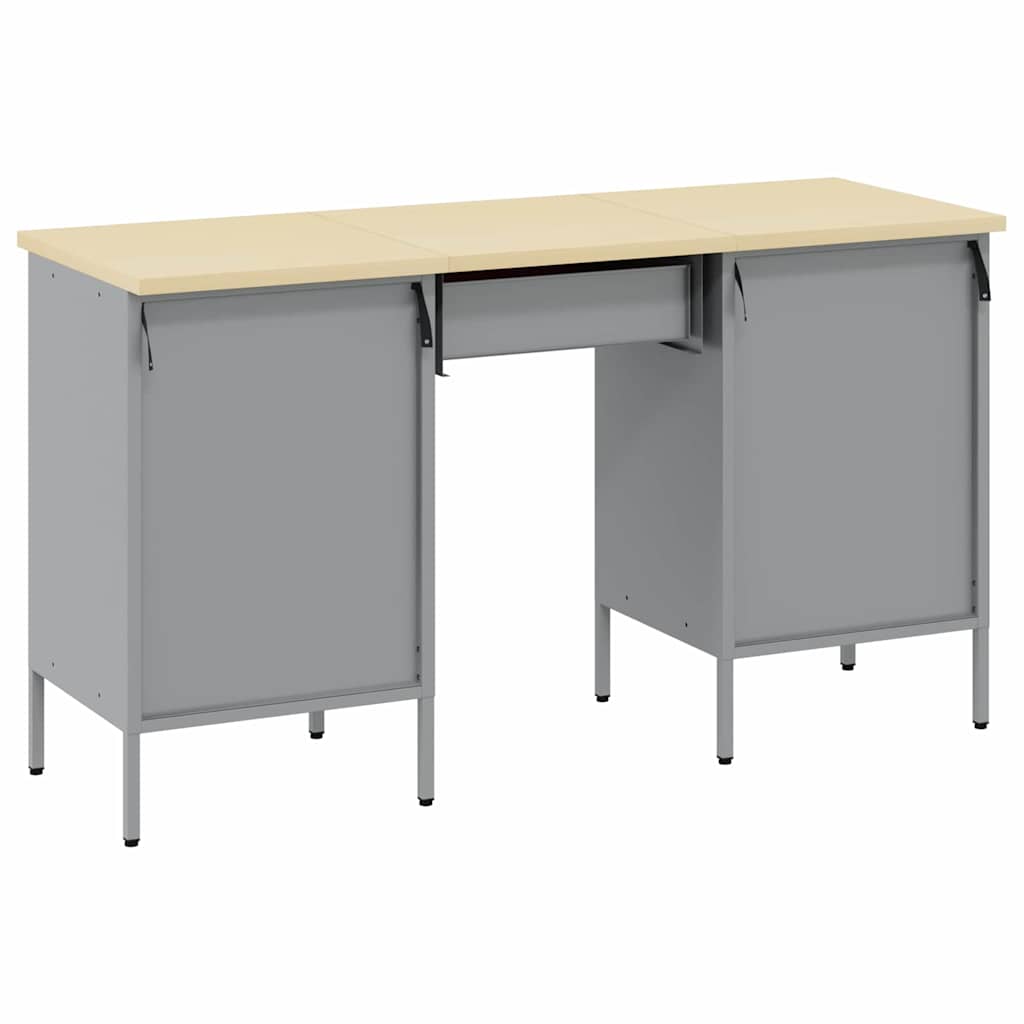 Werk kast met lade 3 pcs Zwart Engineered hout en staal