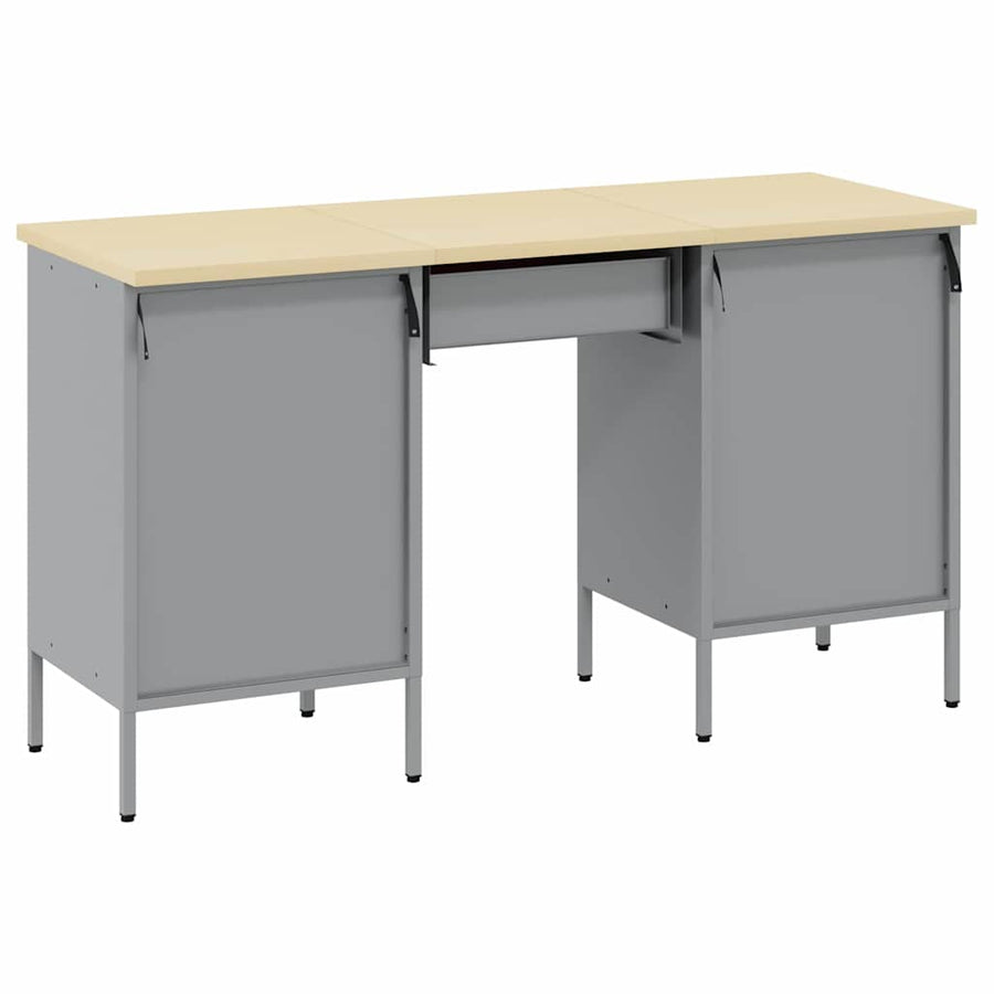 Werk kast met lade 3 pcs Zwart Engineered hout en staal