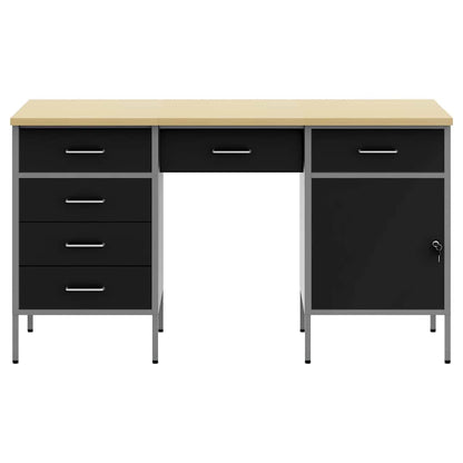 Werk kast met lade 3 pcs Zwart Engineered hout en staal