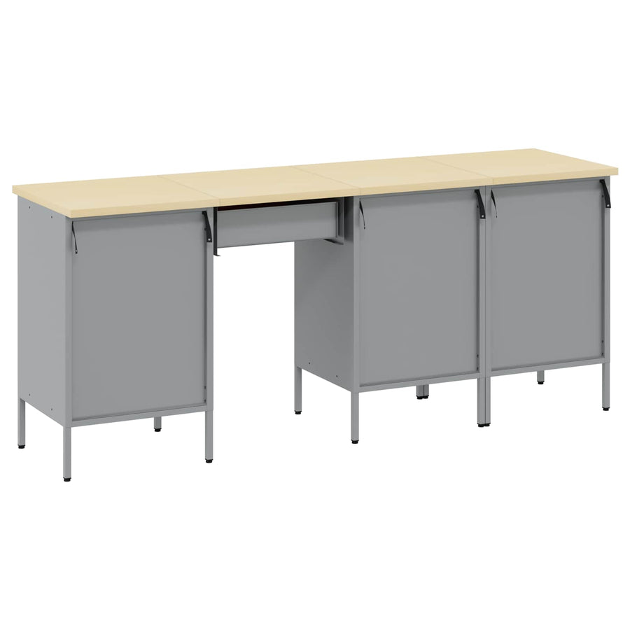 Werk kast met lade 4 pcs Zwart Engineered hout en staal