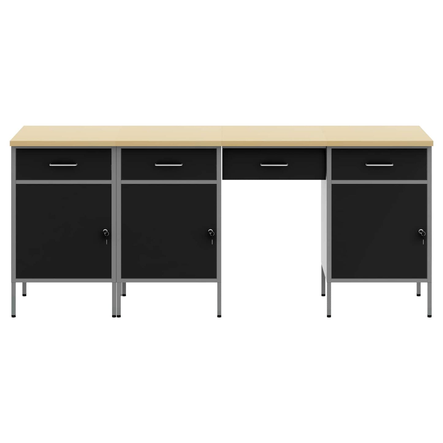 Werk kast met lade 4 pcs Zwart Engineered hout en staal