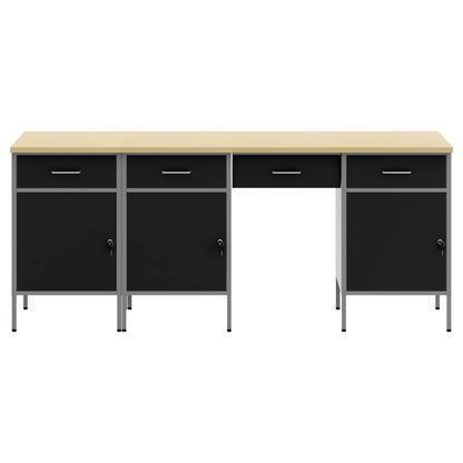 Werk kast met lade 4 pcs Zwart Engineered hout en staal
