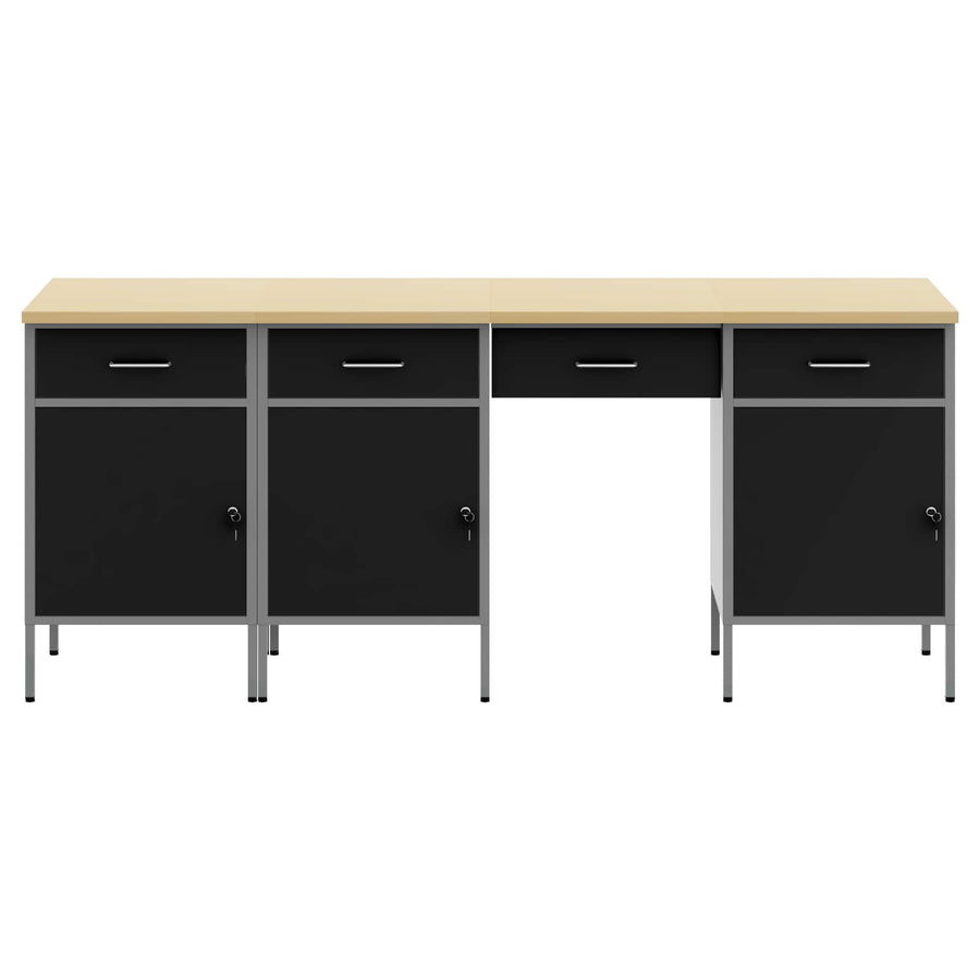 Werk kast met lade 4 pcs Zwart Engineered hout en staal