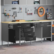 Werk kast met lade 4 pcs Zwart Engineered hout en staal
