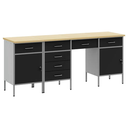 Werk kast met lade 4 pcs Zwart Engineered hout en staal