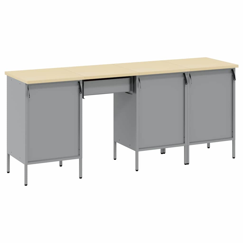 Werk kast met lade 4 pcs Zwart Engineered hout en staal