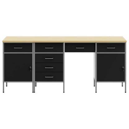 Werk kast met lade 4 pcs Zwart Engineered hout en staal