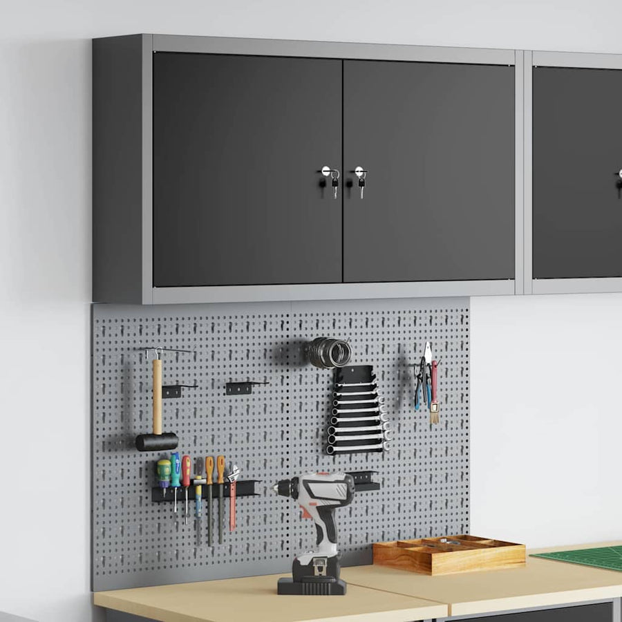 Gereedschapskast set met plank 3 pcs Zwart Gepoedercoat staal