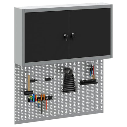 Gereedschapskast set met plank 3 pcs Zwart Gepoedercoat staal
