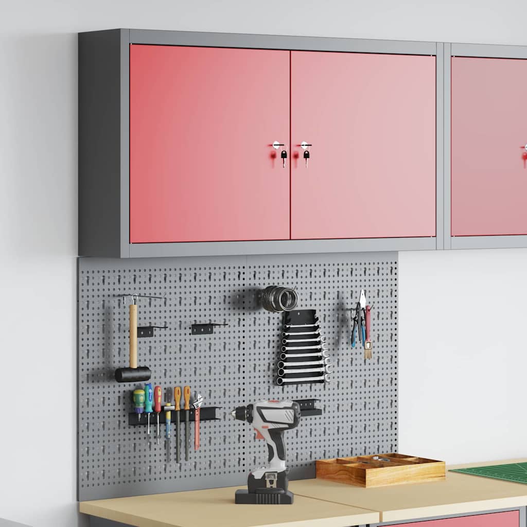Gereedschapskast set met plank 3 pcs Rood Gepoedercoat staal