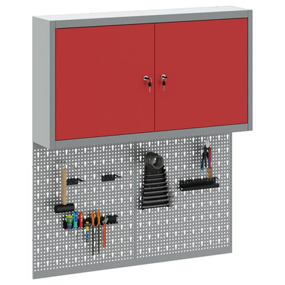 Gereedschapskast set met plank 3 pcs Rood Gepoedercoat staal