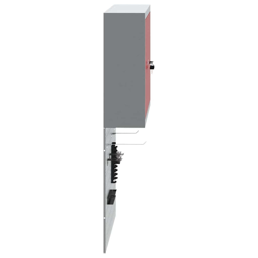 Gereedschapskast set met plank 3 pcs Rood Gepoedercoat staal