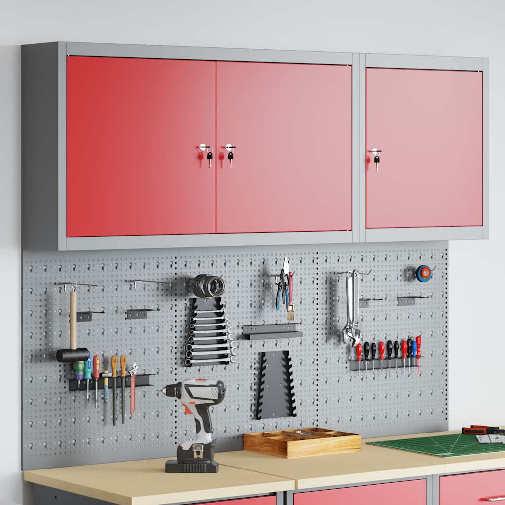 Gereedschapskast set met plank 5 pcs Rood Gepoedercoat staal
