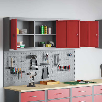 Gereedschapskast set met plank 5 pcs Rood Gepoedercoat staal