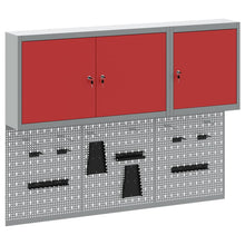 Gereedschapskast set met plank 5 pcs Rood Gepoedercoat staal