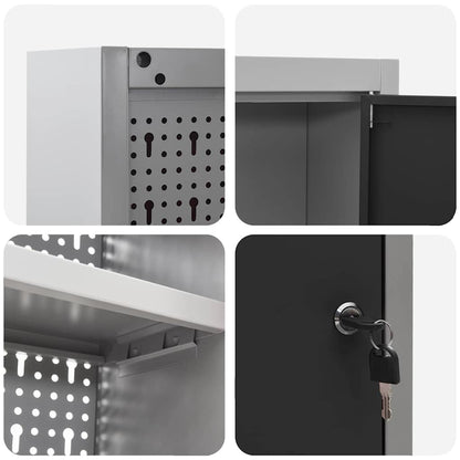 Gereedschapskast set met plank 3 pcs Zwart Gepoedercoat staal