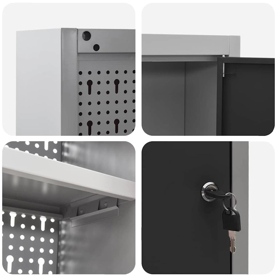 Gereedschapskast set met plank 3 pcs Zwart Gepoedercoat staal