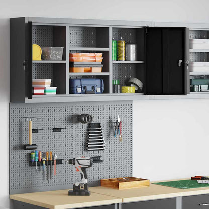 Gereedschapskast set met plank 3 pcs Zwart Gepoedercoat staal
