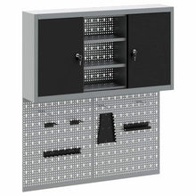 Gereedschapskast set met plank 3 pcs Zwart Gepoedercoat staal