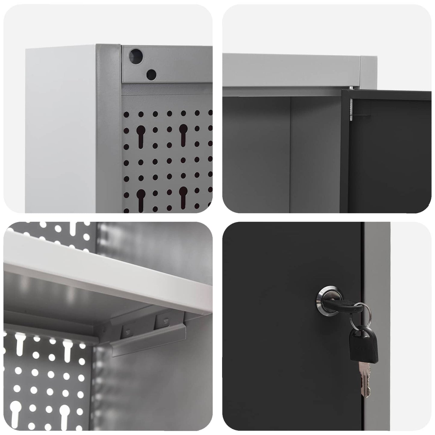 Gereedschapskast set met plank 4 pcs Zwart Gepoedercoat staal