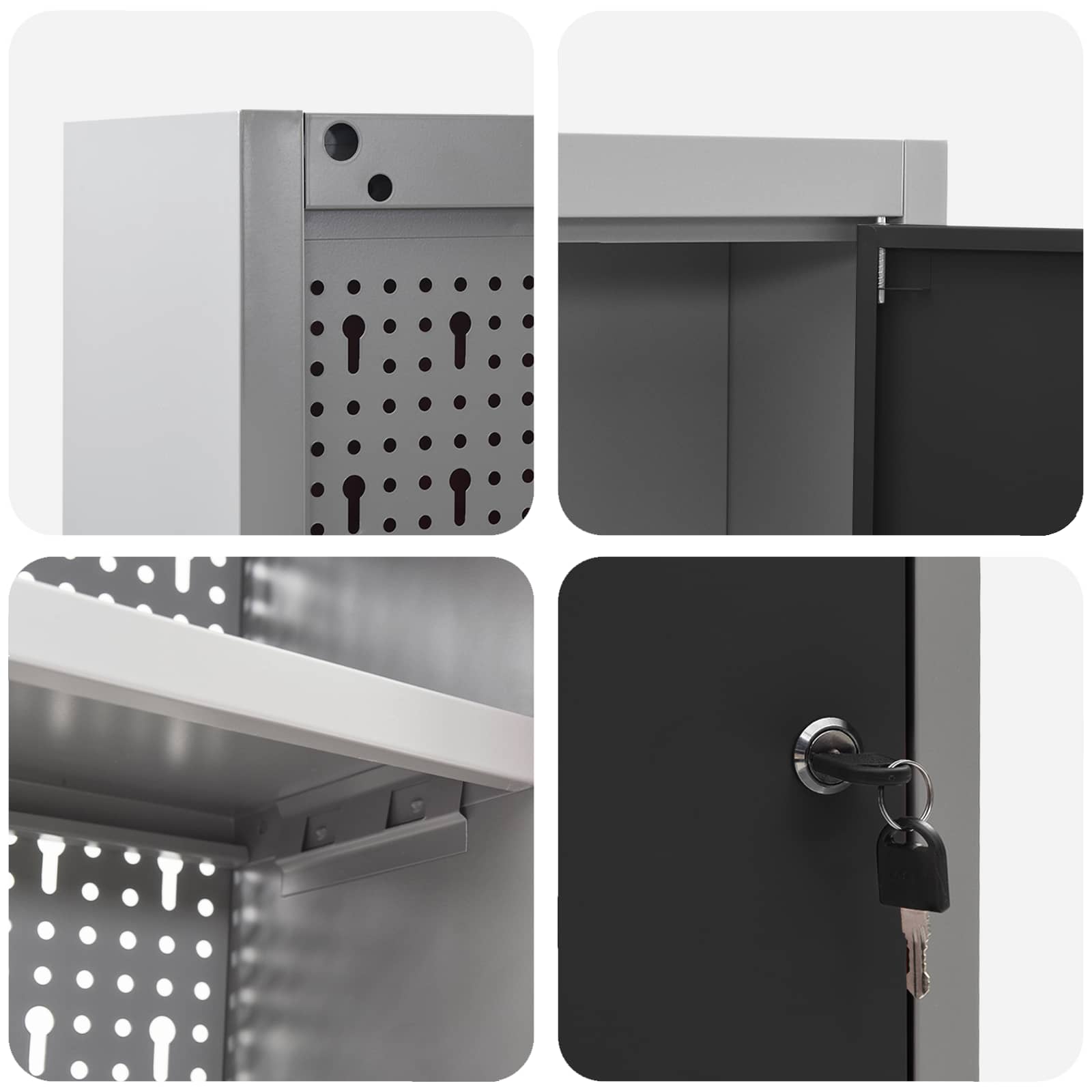 Gereedschapskast set met plank 4 pcs Zwart Gepoedercoat staal