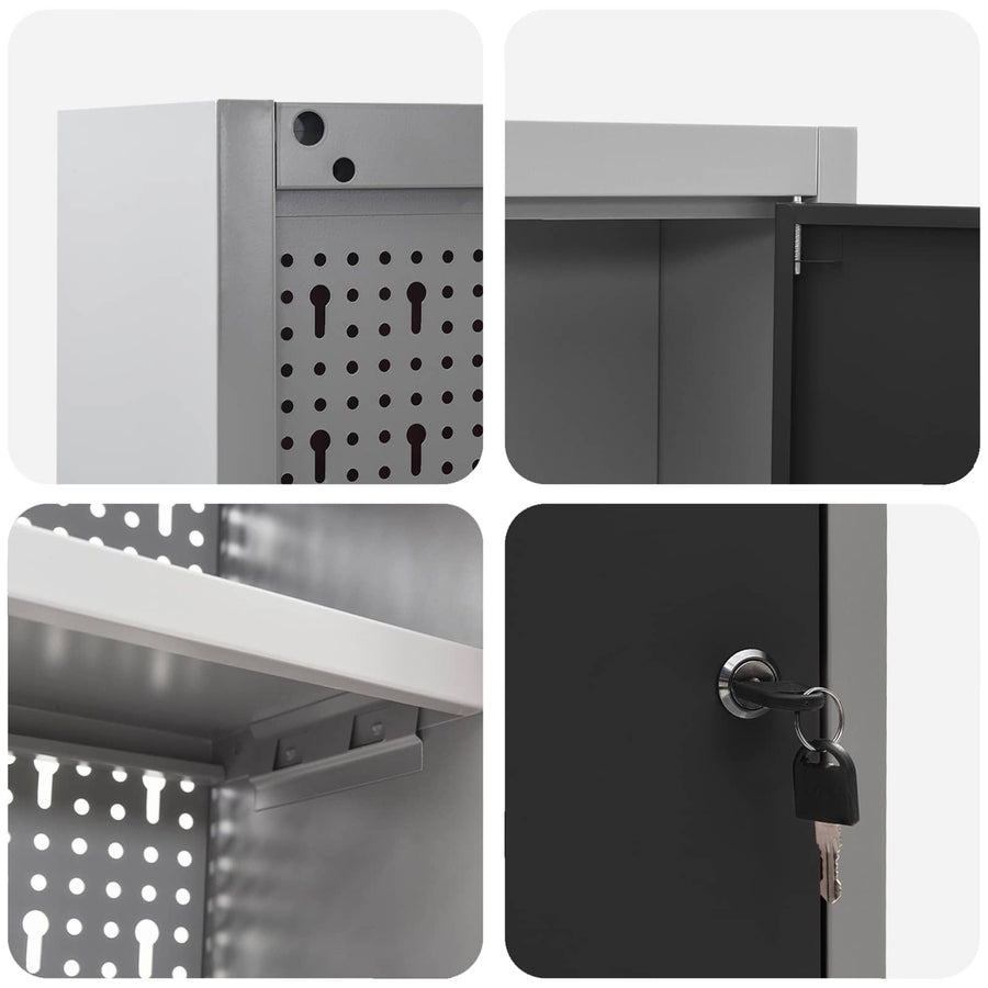 Gereedschapskast set met plank 4 pcs Zwart Gepoedercoat staal