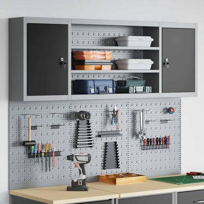 Gereedschapskast set met plank 4 pcs Zwart Gepoedercoat staal