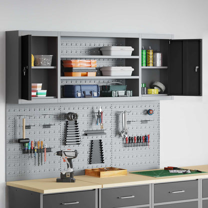 Gereedschapskast set met plank 4 pcs Zwart Gepoedercoat staal