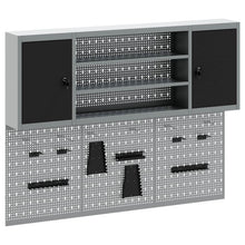 Gereedschapskast set met plank 4 pcs Zwart Gepoedercoat staal