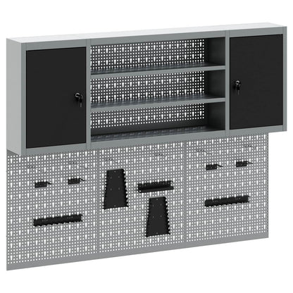 Gereedschapskast set met plank 4 pcs Zwart Gepoedercoat staal