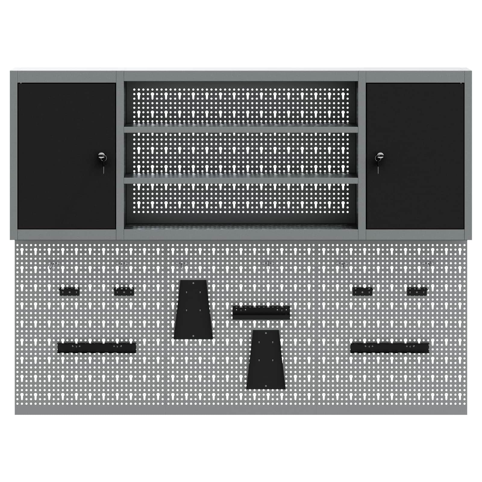 Gereedschapskast set met plank 4 pcs Zwart Gepoedercoat staal