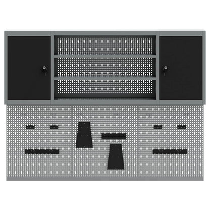 Gereedschapskast set met plank 4 pcs Zwart Gepoedercoat staal