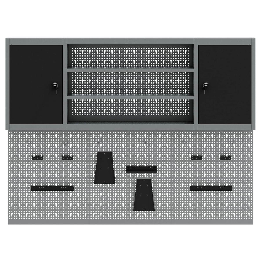 Gereedschapskast set met plank 4 pcs Zwart Gepoedercoat staal