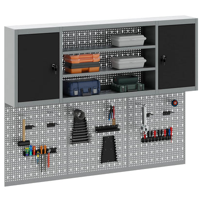 Gereedschapskast set met plank 4 pcs Zwart Gepoedercoat staal