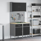 Werkkast met lade 100x55x200 cm engineered hout zwart