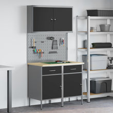 Werk kast met lade 5 pcs Zwart Engineered hout en staal