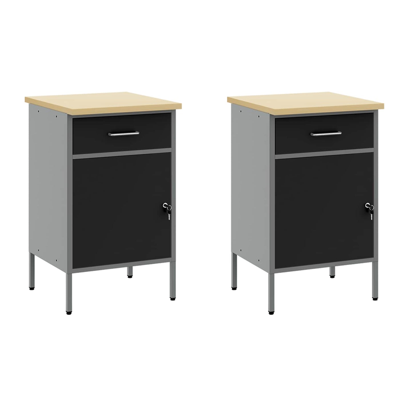 Werk kast met lade 5 pcs Zwart Engineered hout en staal