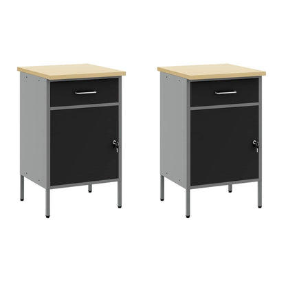 Werk kast met lade 5 pcs Zwart Engineered hout en staal