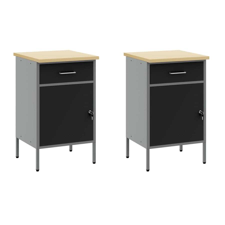 Werk kast met lade 5 pcs Zwart Engineered hout en staal