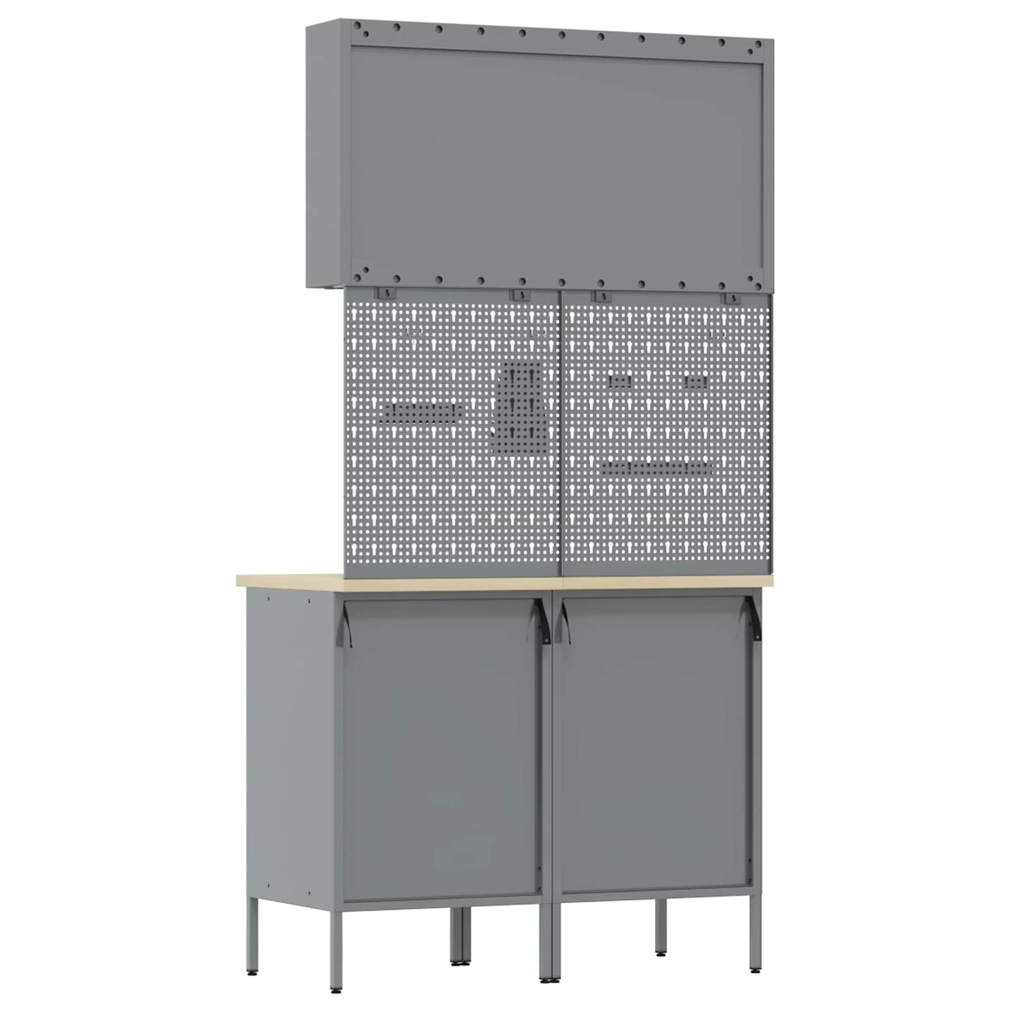 Werk kast met lade 5 pcs Zwart Engineered hout en staal