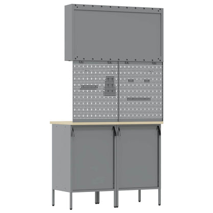 Werk kast met lade 5 pcs Zwart Engineered hout en staal