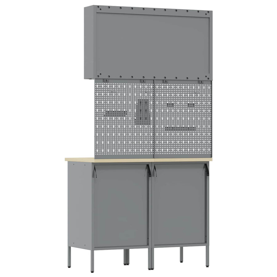 Werk kast met lade 5 pcs Zwart Engineered hout en staal