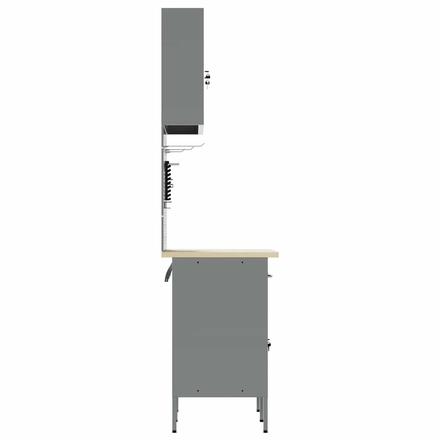 Werk kast met lade 5 pcs Zwart Engineered hout en staal
