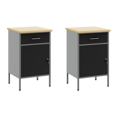 Werkbank Met Lade Met Slot 8 Pcs 100 X 55 X 200 Cm Staal Grijs 2x (84 cm)