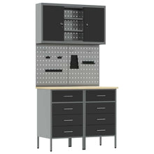 Werkbank Met Lade Met Slot 5 Pcs 100 X 55 X 200 Cm Staal Zwart 2x (85 cm)