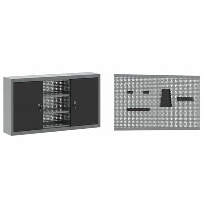 Werkbank Met Lade Met Slot 5 Pcs 100 X 55 X 200 Cm Staal Zwart 2x (85 cm)